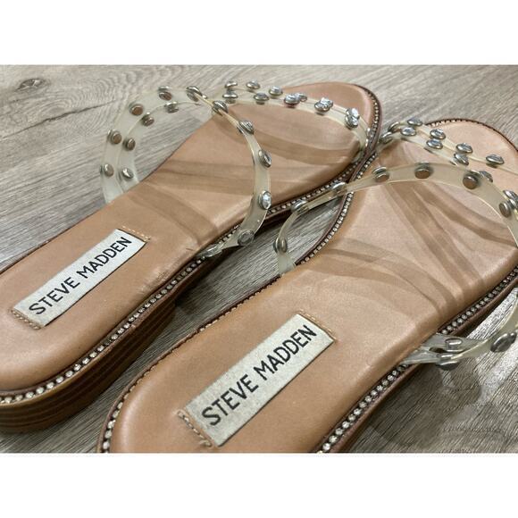 Steve Madden Women's Clear Studded Sandals Size‎ 8 Strappy Slip On Spring Summer - Picture 10 of 10